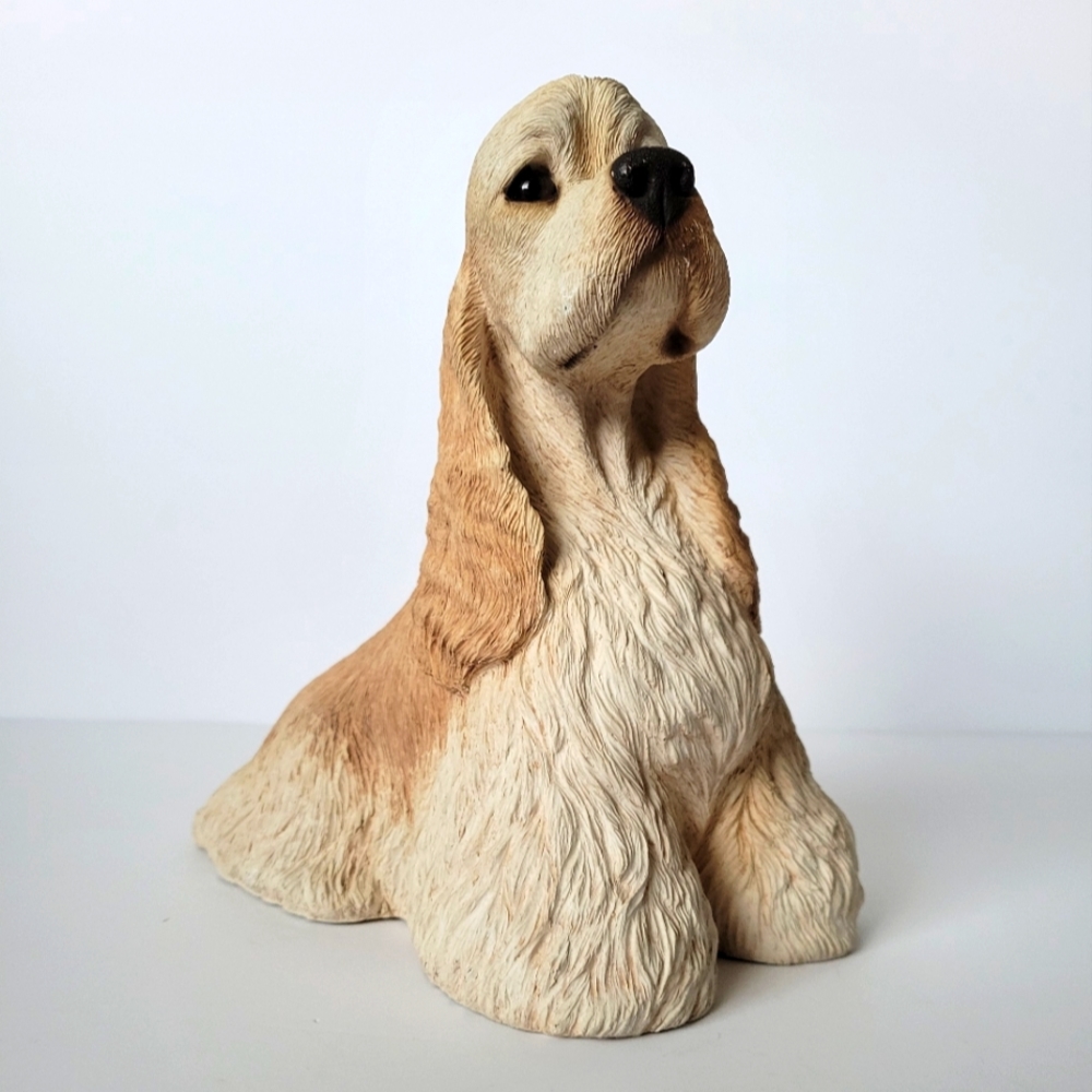 Vintage Sandicast Cocker Spaniel Dog Buff Sandra Brue Heavy Sculpture 8” Signed